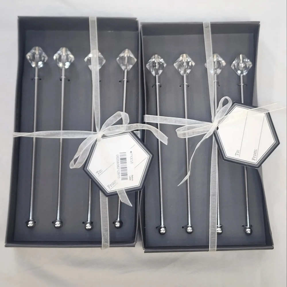 Thirstystone Elegant 4pcs Crystal Topper Metal Drink Stirrers (price per set)